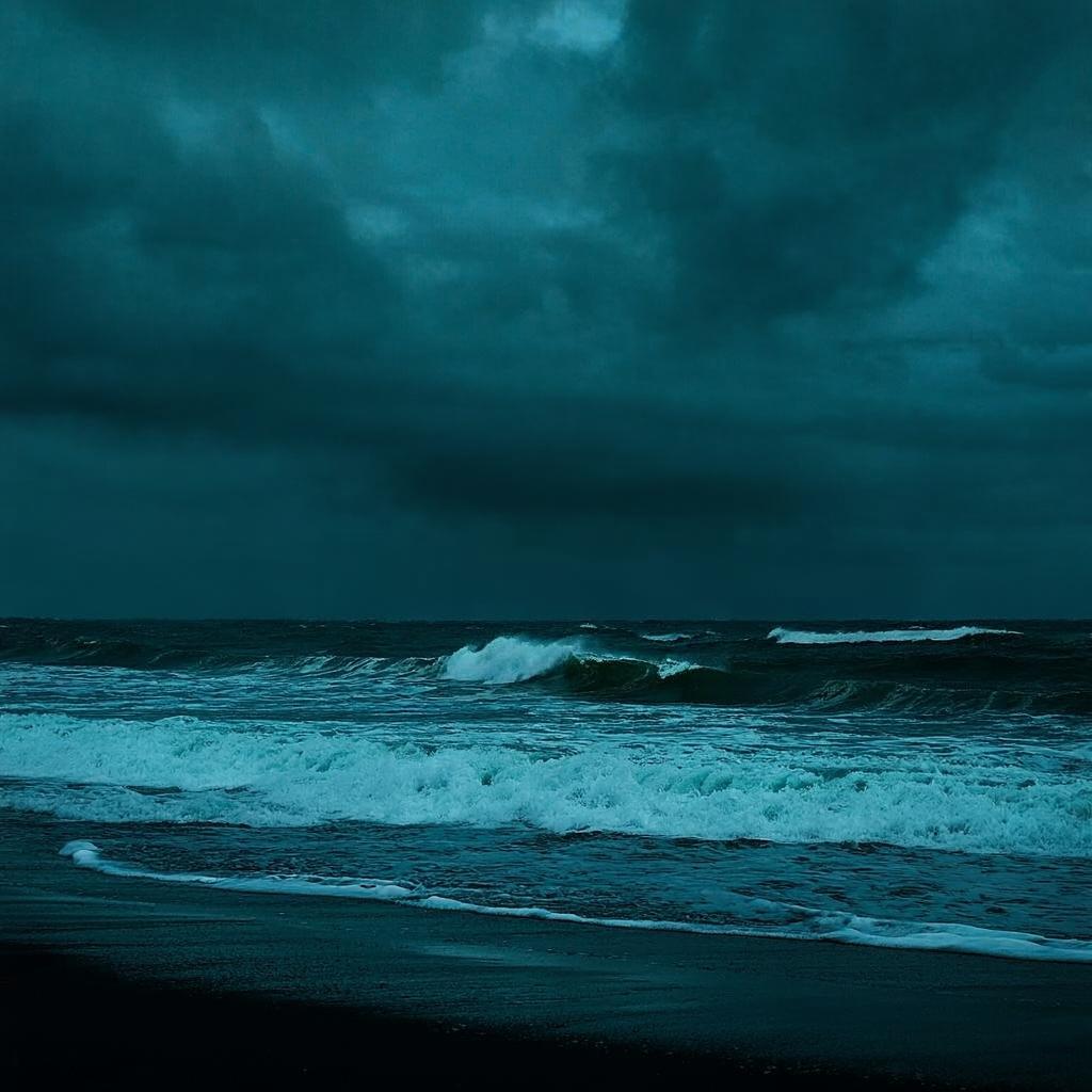 Stormy ocean at dusk